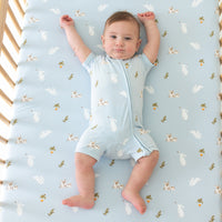 Zippered Shortall Romper in Ice Rabbit